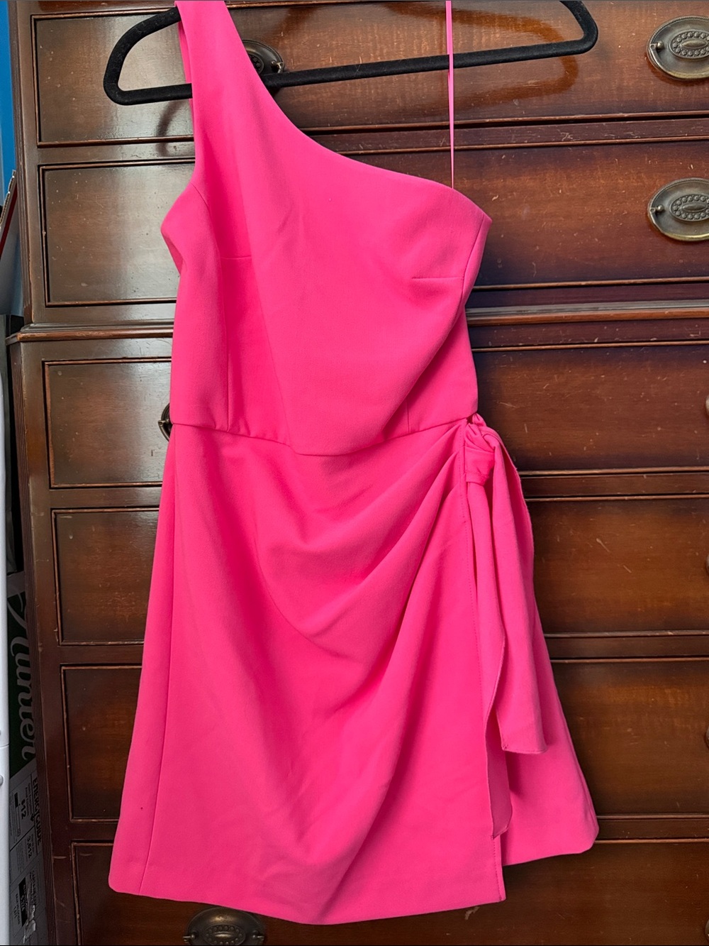 NWOT French Connection One-Shoulder Bright Pink Cocktail Dress SIZE 2